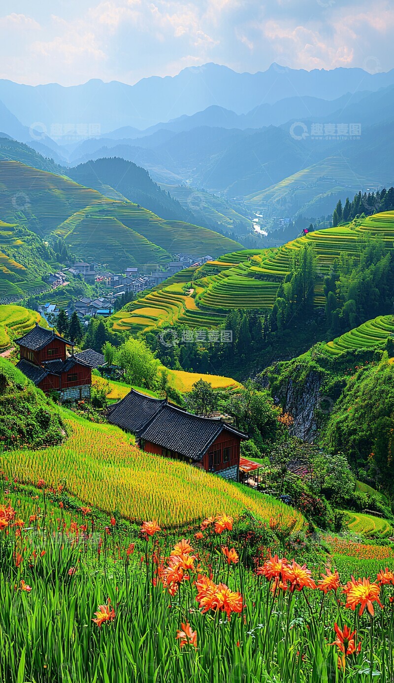 高清大图下载【趣麦麦图】山间梯田春景3