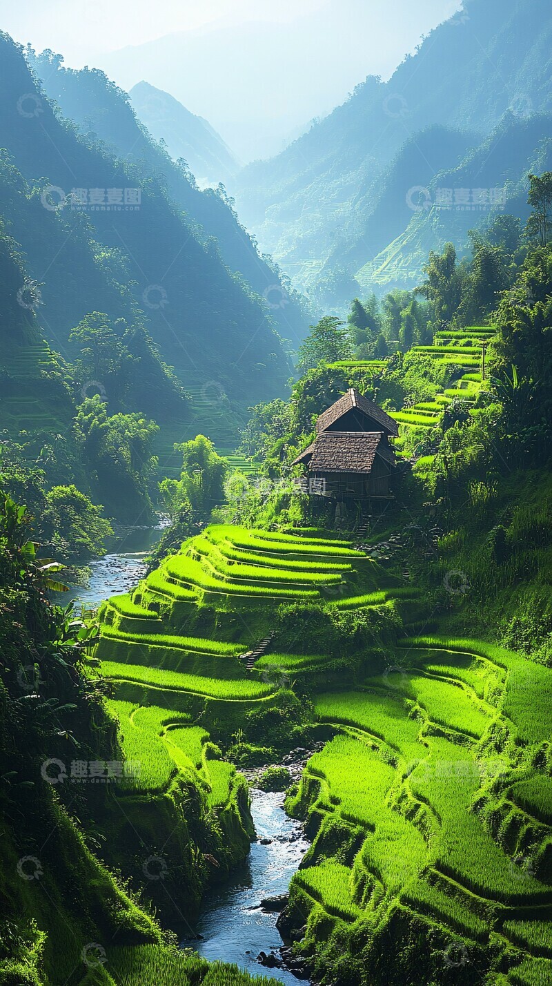 高清大图下载【趣麦麦图】青山绿水人家