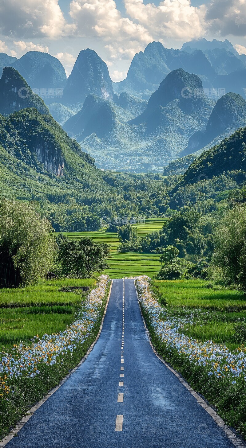 高清大图下载【趣麦麦图】花路草地稻田景
