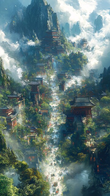 云雾缭绕的谷中城堡