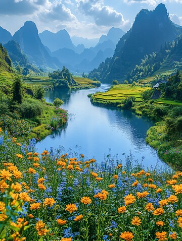 春日河畔稻田花1