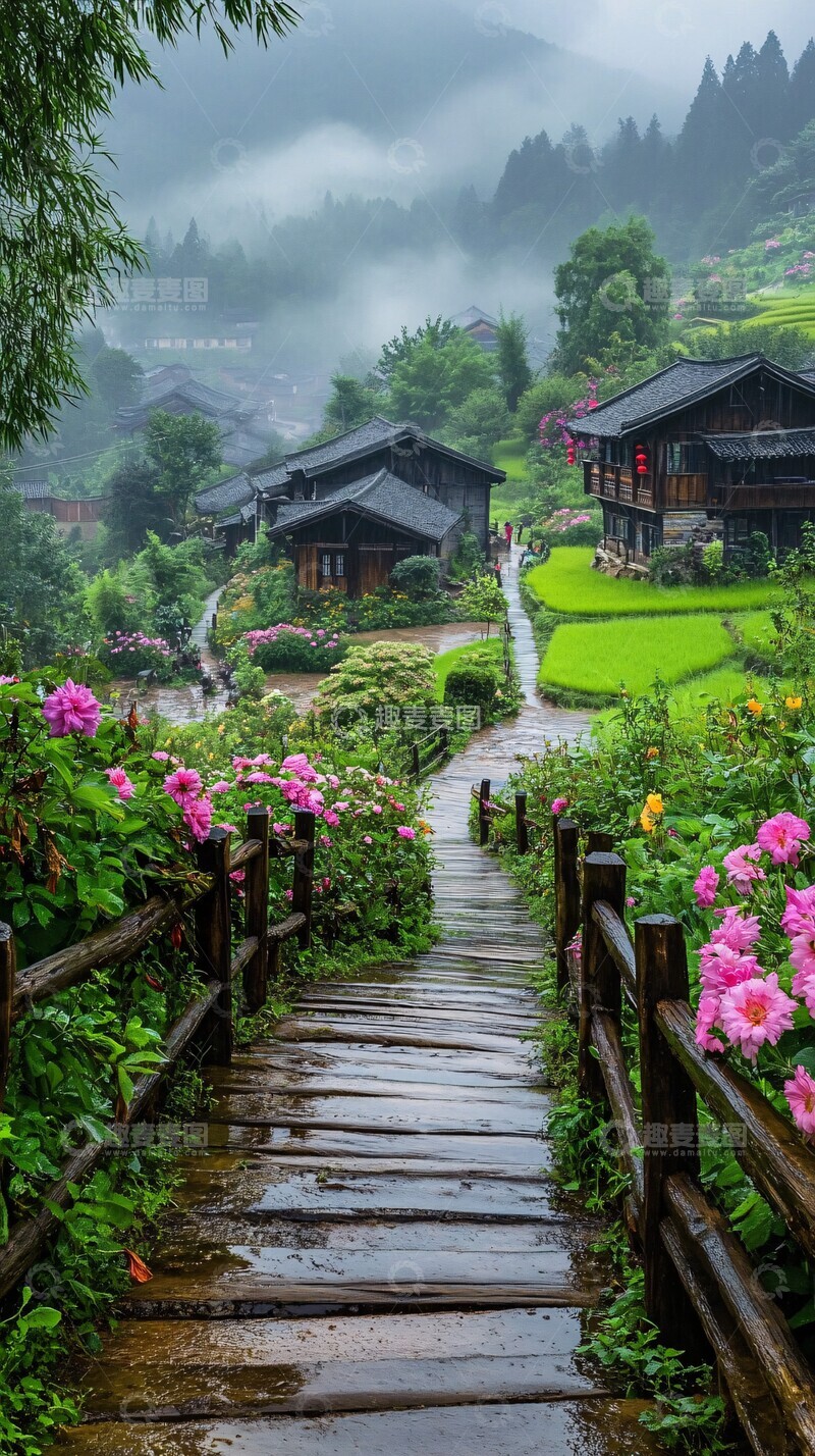 高清大图下载【趣麦麦图】雨后乡间小径1