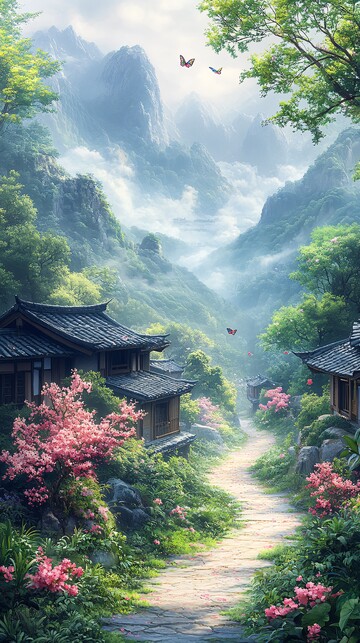 乡间小路蝴蝶飞舞