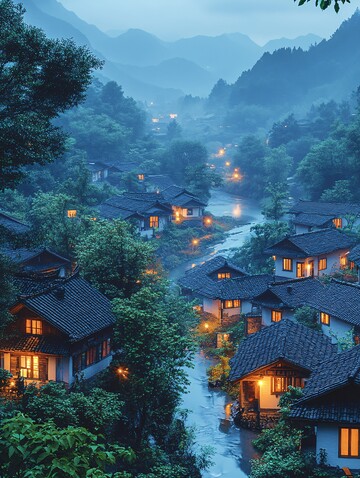 山村夜色山村夜色房屋1