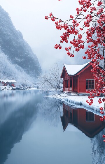 冰雪山水花影镜1