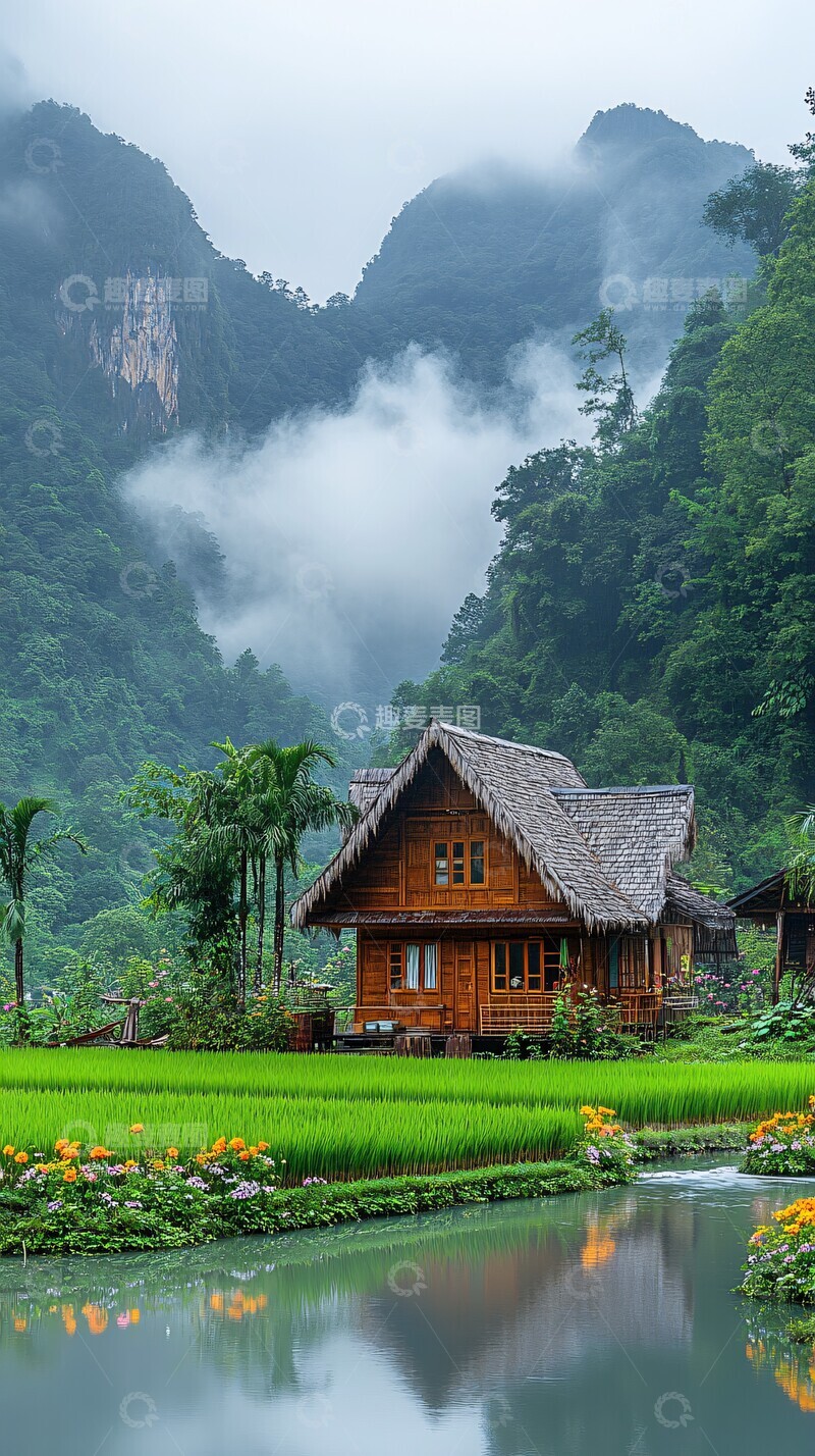高清大图下载【趣麦麦图】青山绿水间的宁静早晨2