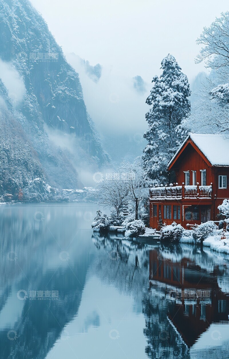 高清大图下载【趣麦麦图】冰雪山水花影镜