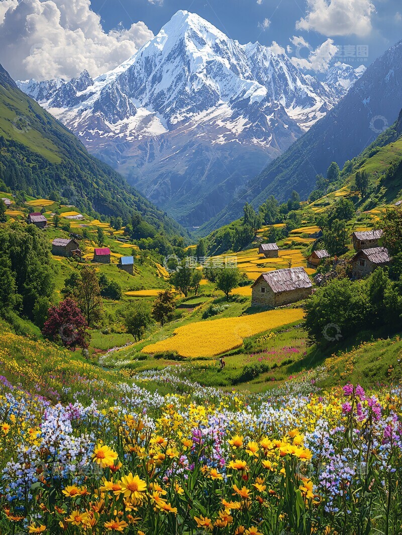 高清大图下载【趣麦麦图】雪山谷地风景照2