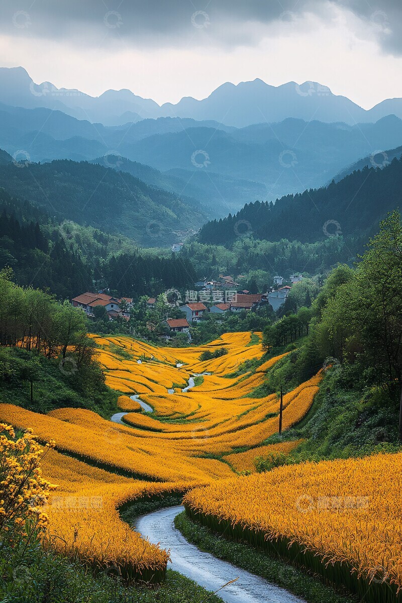 高清大图下载【趣麦麦图】油菜花盛开的路