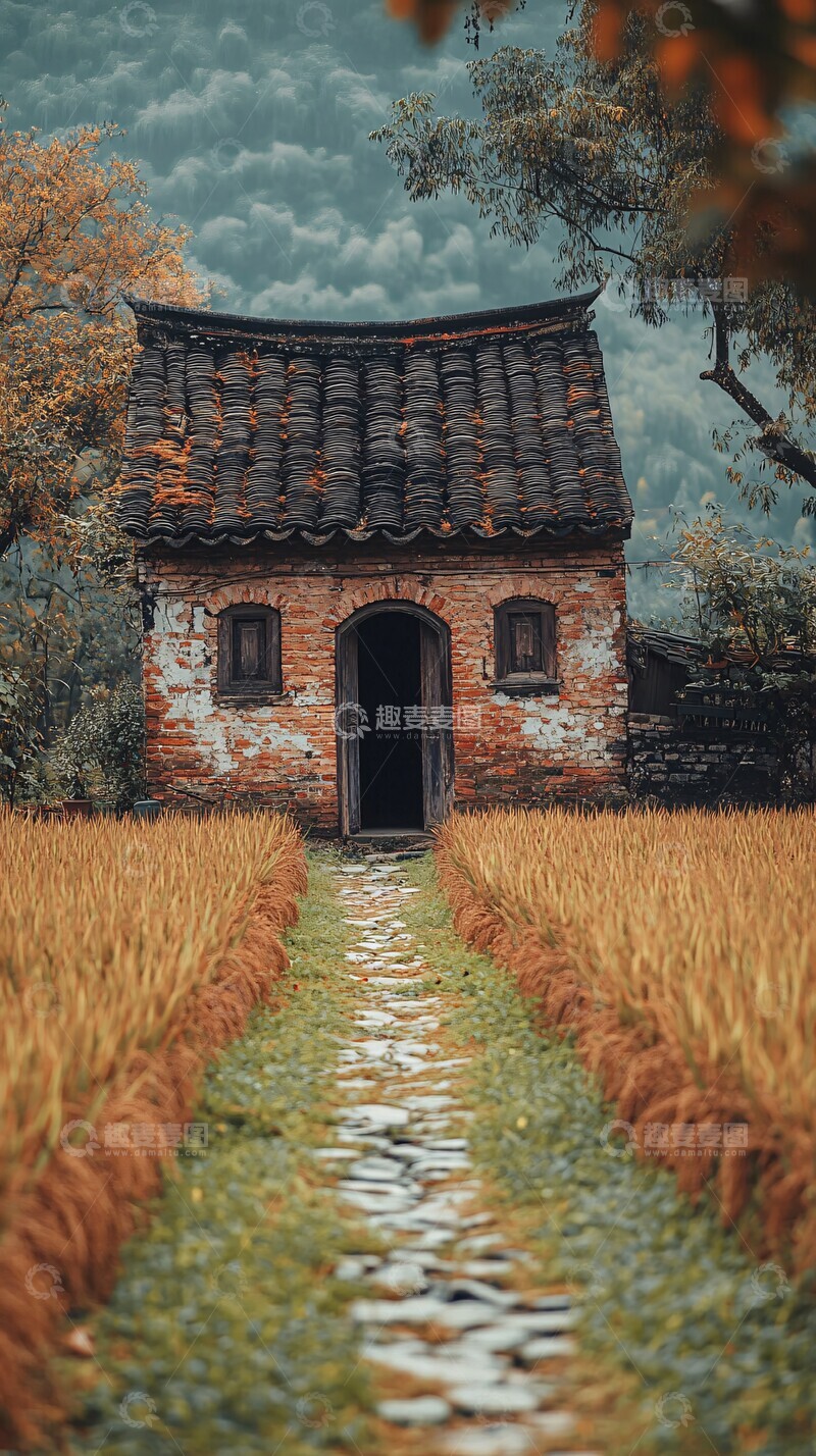 高清大图下载【趣麦麦图】老屋稻田门敞开3