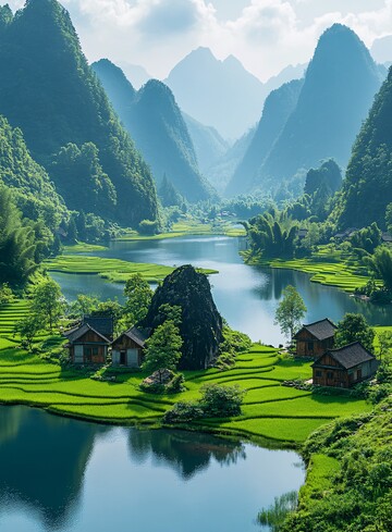 稻田环绕岛屿风光3