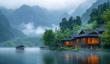 湖山烟雨梦烟雨花香水声2