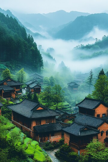 青山绿雾村落2