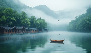 湖山烟雨梦烟雨花香水声