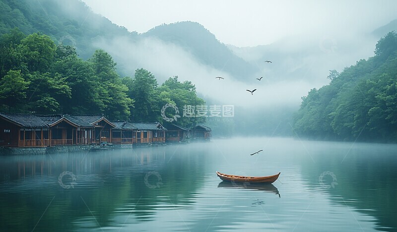 高清大图下载【趣麦麦图】湖山烟雨梦烟雨花香水声