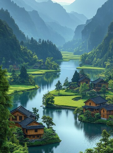 稻田环绕岛屿风光2