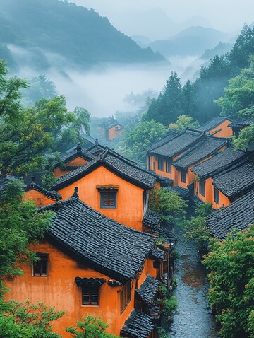 雨后清晨的山村3
