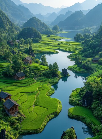 稻田环绕岛屿风光1