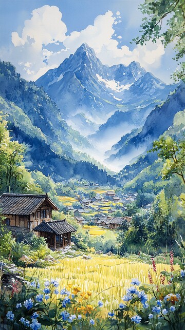 山间油菜花油菜花清晨天空1