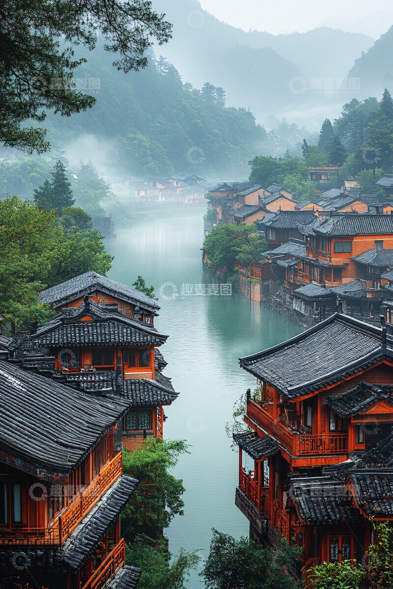 高清大图下载【趣麦麦图】河畔古镇河畔古镇建筑2