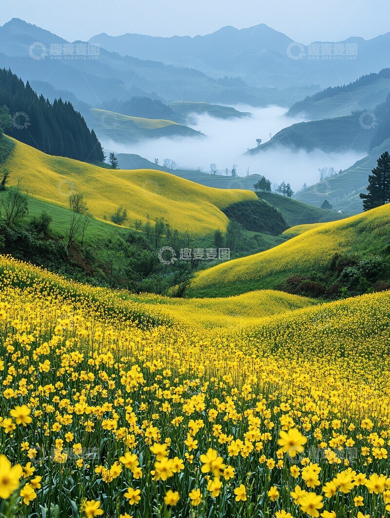 高清大图下载【趣麦麦图】油菜花与玉米地3