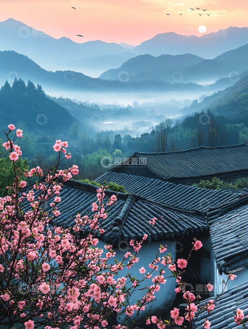 高清大图下载【趣麦麦图】晨曦中的田园风光