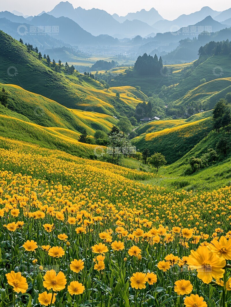 高清大图下载【趣麦麦图】油菜花与玉米地2