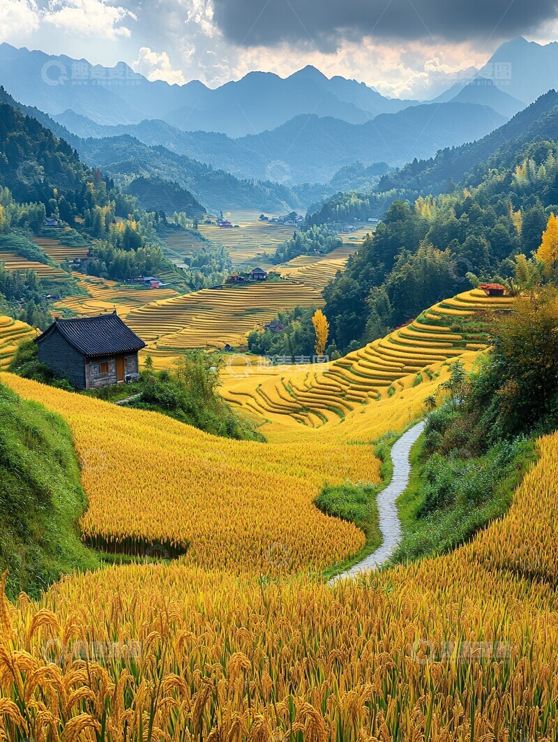 高清大图下载【趣麦麦图】金色梯田稻浪3