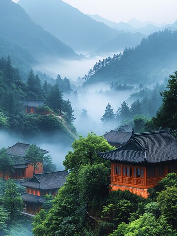雨后清晨的山村2