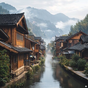 木屋溪畔山雾缭绕3