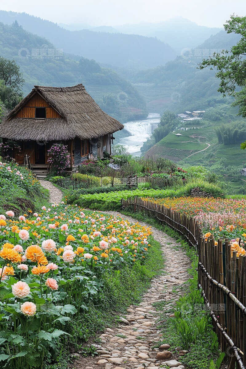 高清大图下载【趣麦麦图】竹林山居菜园风光1