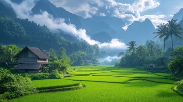 稻田山景稻田山景热带