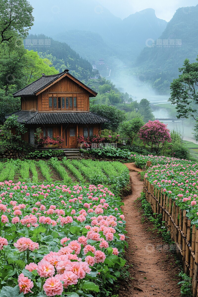 高清大图下载【趣麦麦图】竹林山居菜园风光