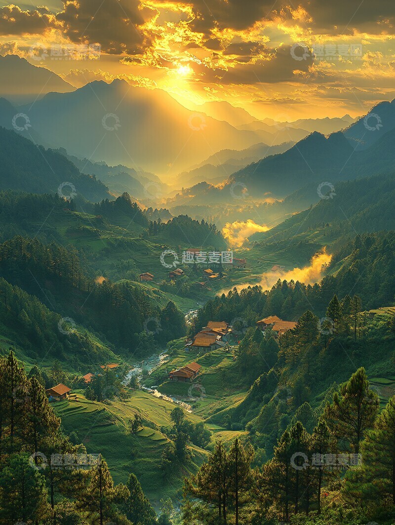 高清大图下载【趣麦麦图】金色裂缝黑云山3