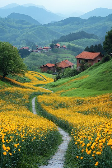 油菜花田乡村路2