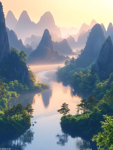 山水倒影山水倒影山峰