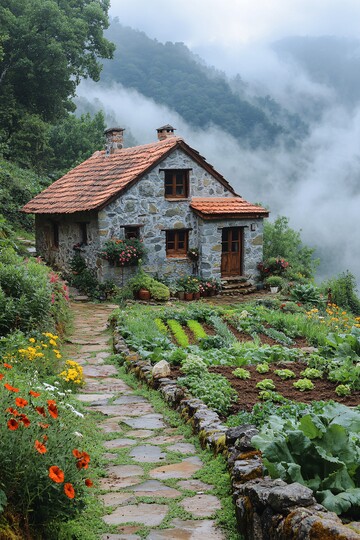 山间石屋小园景2