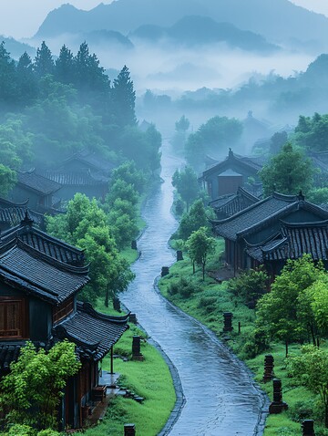 雨后晨雾山景1