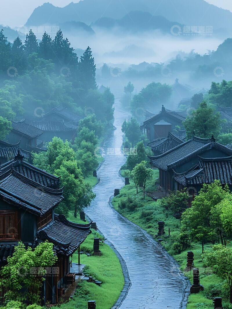 高清大图下载【趣麦麦图】雨后晨雾山景1