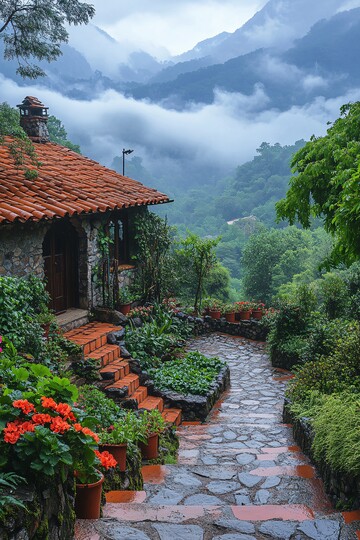 山间石屋小园景1