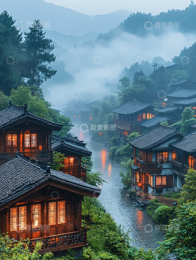 高清大图下载【趣麦麦图】雨后晨雾山景