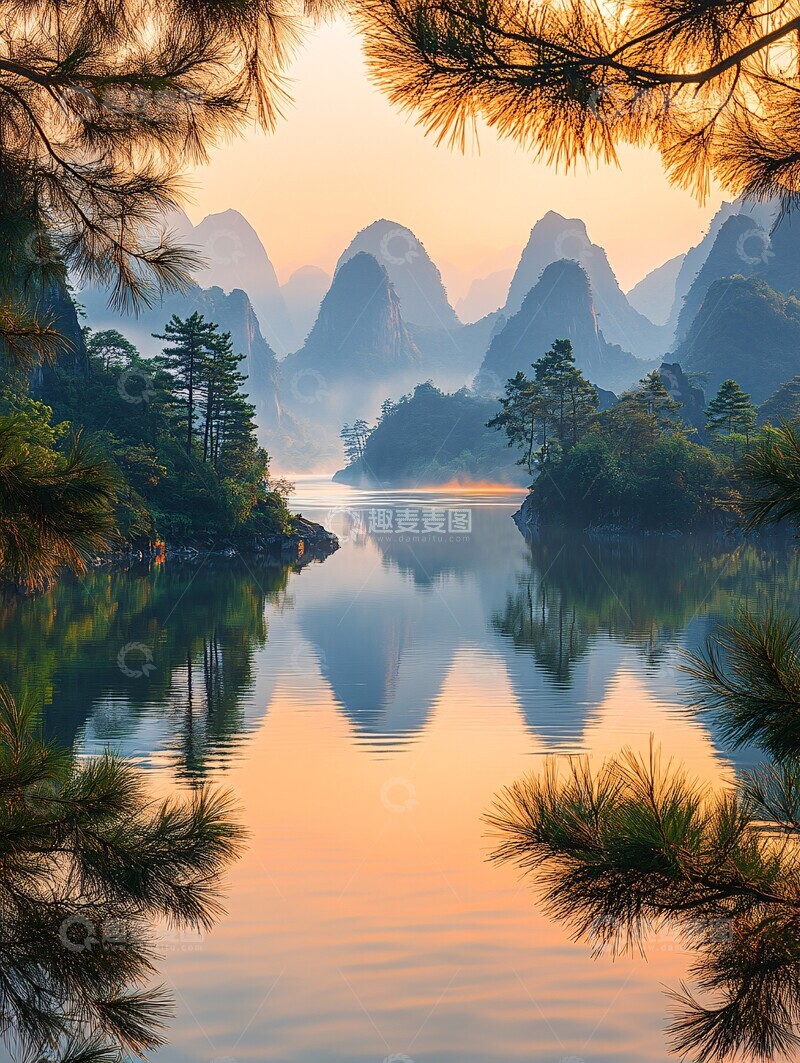 高清大图下载【趣麦麦图】山水倒影山水倒影山峰1