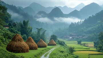 稻草堆水牛茅屋3