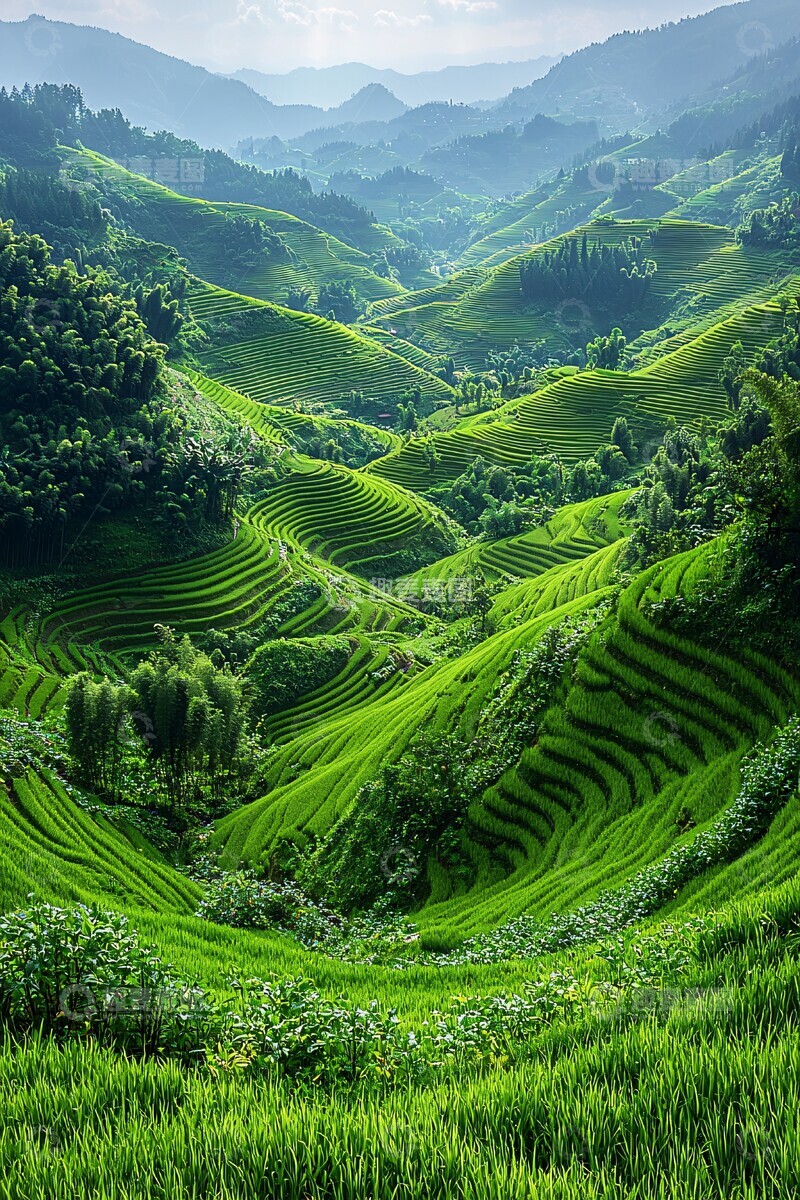 高清大图下载【趣麦麦图】绿意梯田梯田农作物山坡2