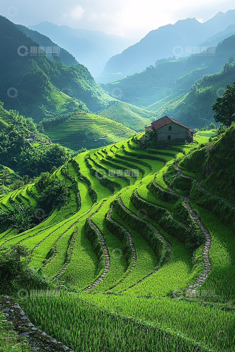 高清大图下载【趣麦麦图】绿意梯田梯田农作物山坡1