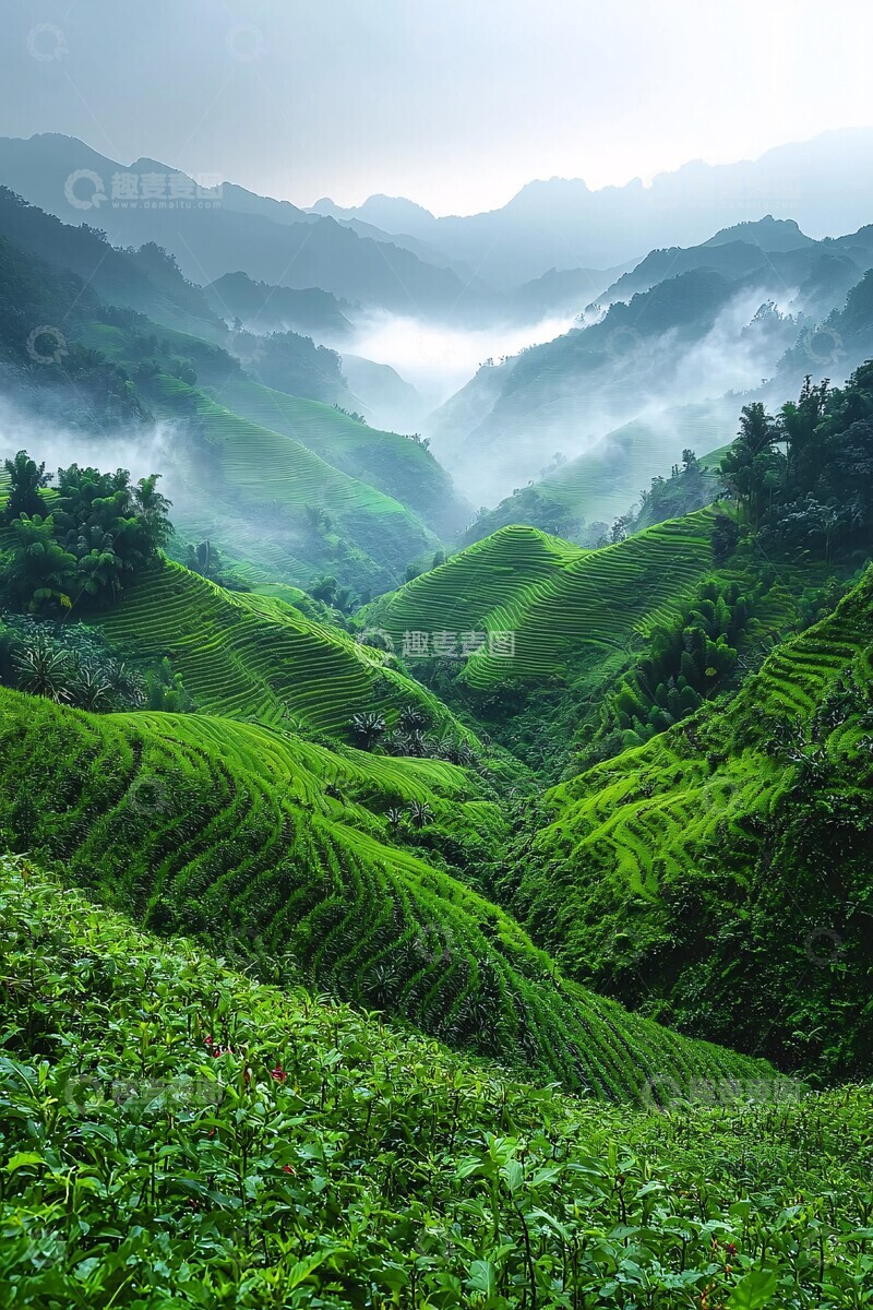 高清大图下载【趣麦麦图】绿意梯田梯田农作物山坡