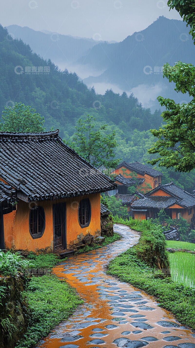 高清大图下载【趣麦麦图】雨后乡村景象1