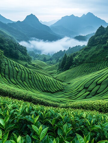 茶园梯田云雾
