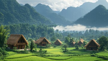 稻草堆水牛茅屋2