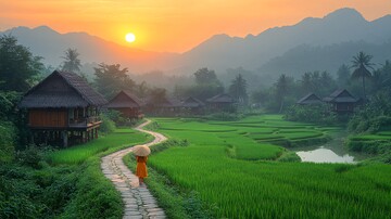 稻田暮色稻田暮色村庄